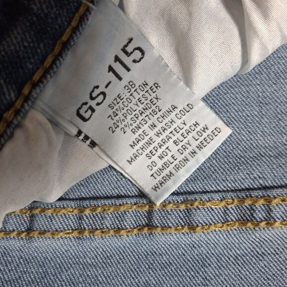 GS 115 Moto Jeans Mens 38x30 Blue Denim Distressed Motorcycle Straight Leg - Picture 11 of 14